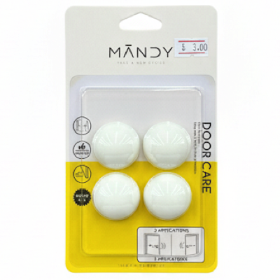 MANDY Door Care ANTI-IMPACT ROUND Self-Adhesive Bumper 4PC/PACK